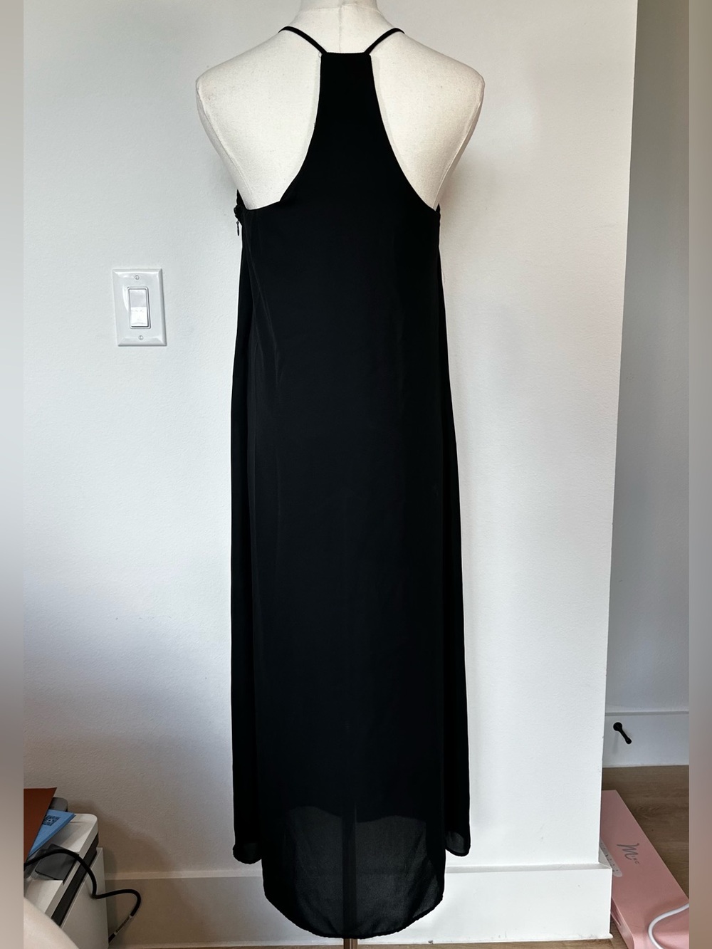 SILENCE + NOISE Black Halter Racerback Midi Slip Dress - Picture 2 of 8